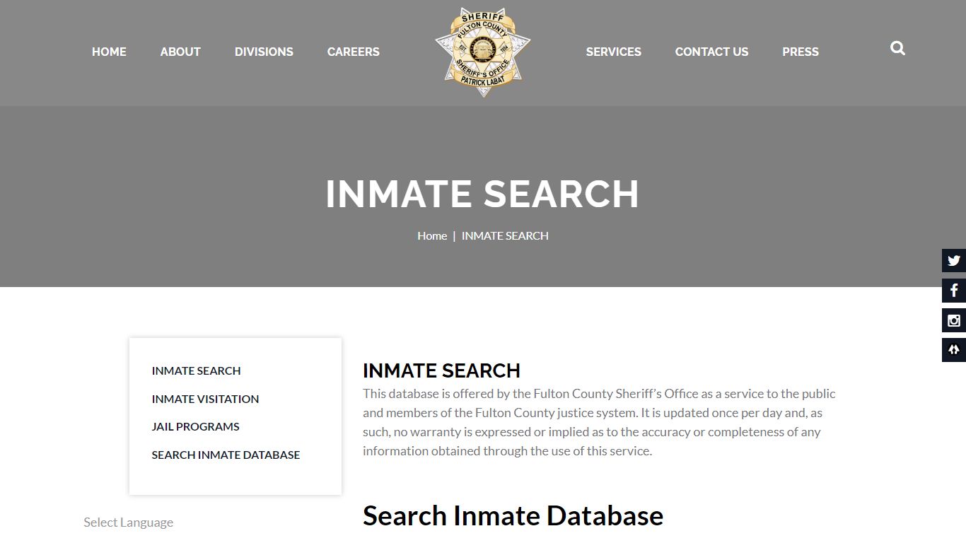 INMATE SEARCH – FULTON COUNTY